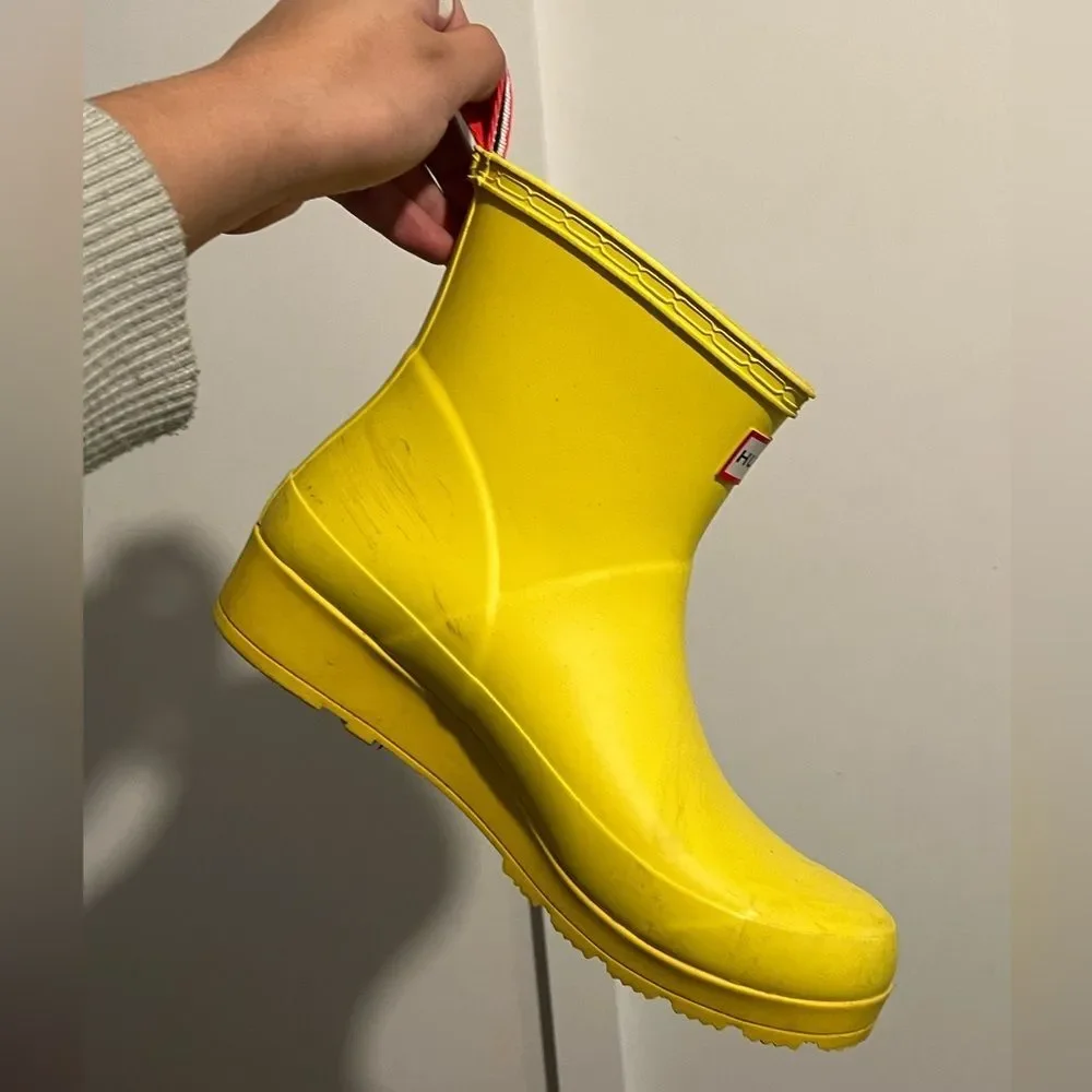 Hunter Play Yellow Rubber Wellies Winter & Rain Boots 7